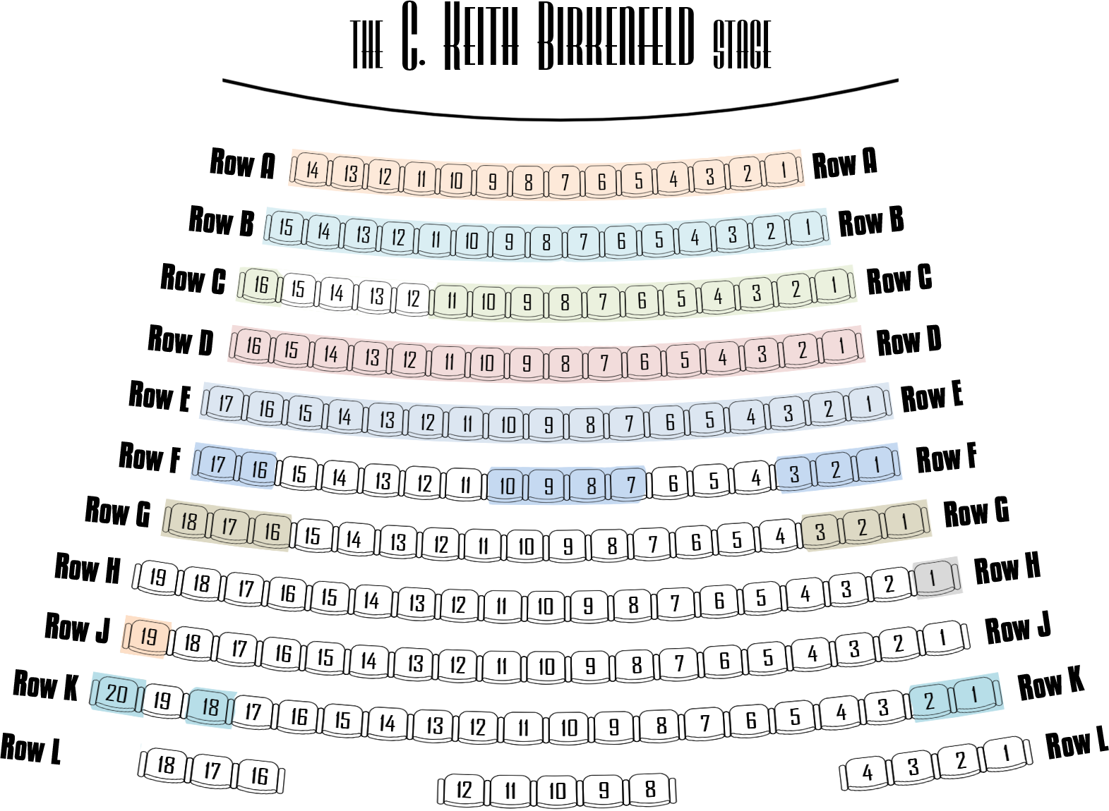 RMA Seating Chart indicating those seats that have been named